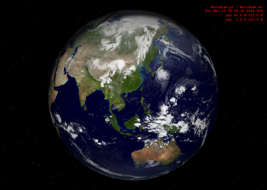Sunlight map orthographic - Asia