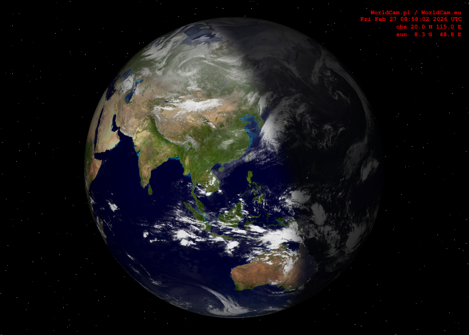 Sunlight map orthographic - Asia