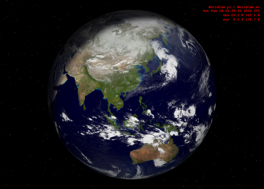 Sunlight map orthographic - Asia