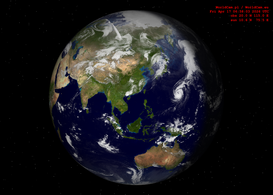 Sunlight map orthographic - Asia