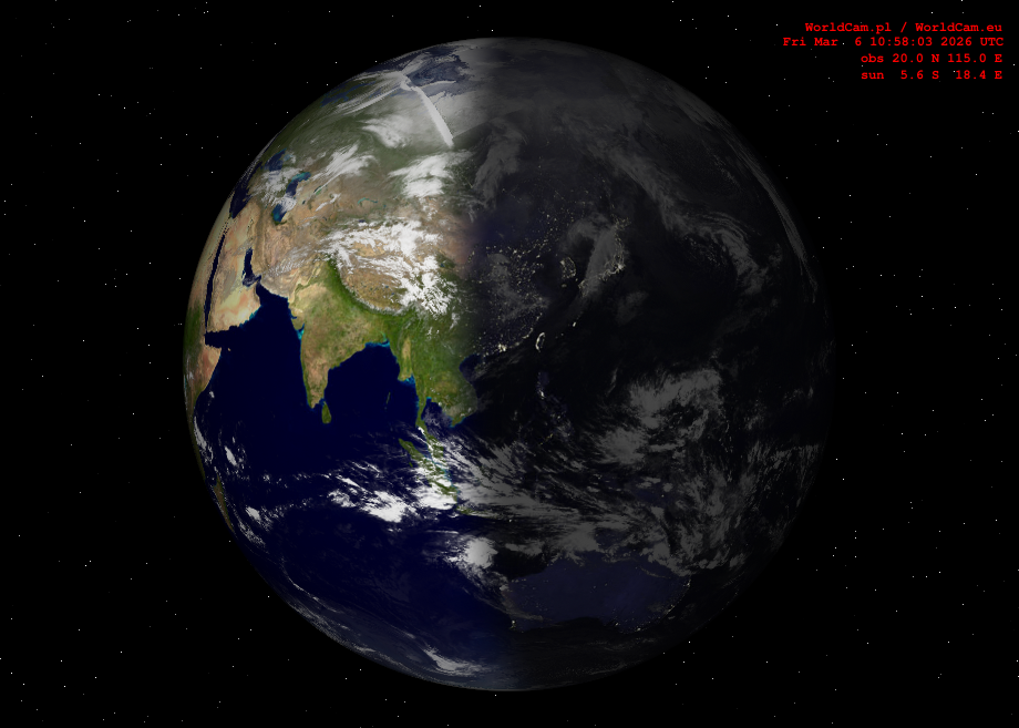 Sunlight map orthographic - Asia