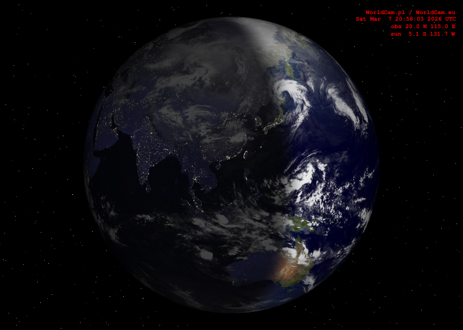 Sunlight map orthographic - Asia