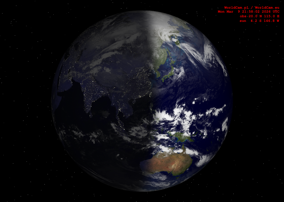 Sunlight map orthographic - Asia