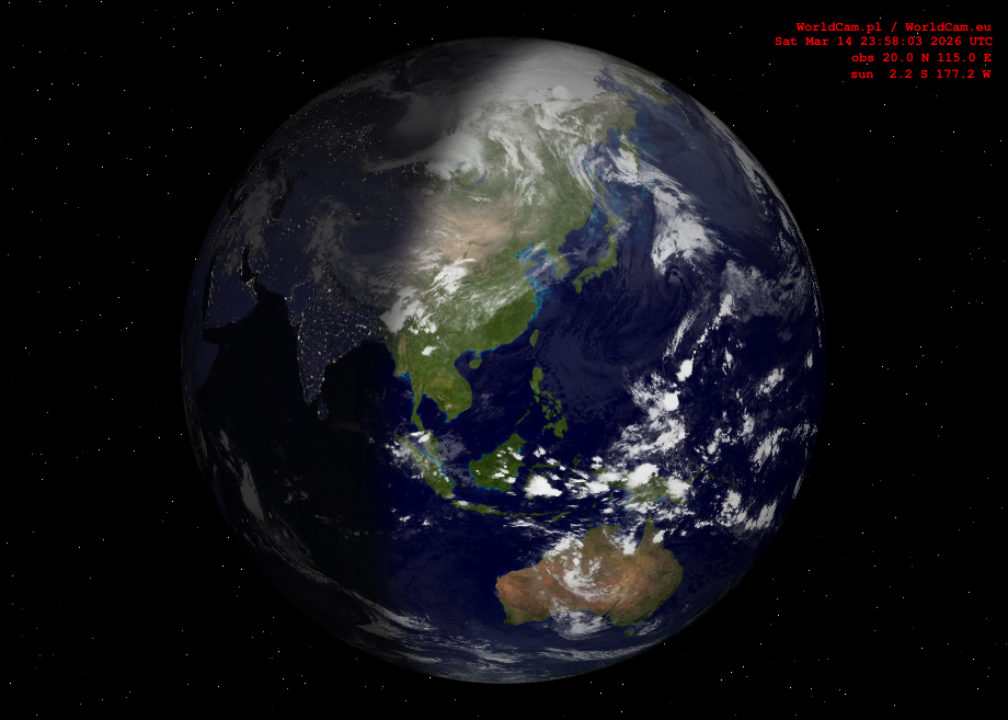Sunlight map orthographic - Asia