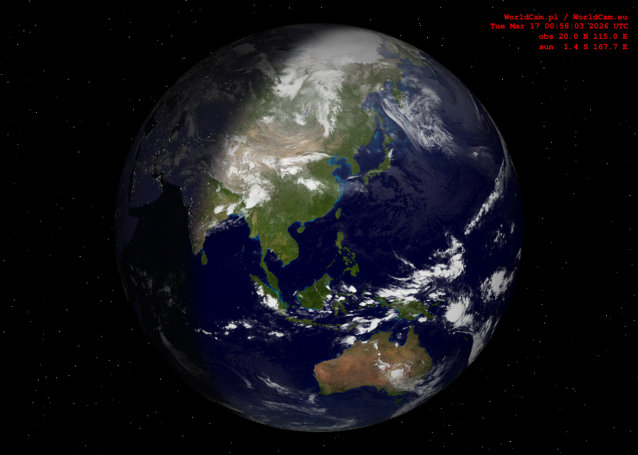 Sunlight map orthographic - Asia