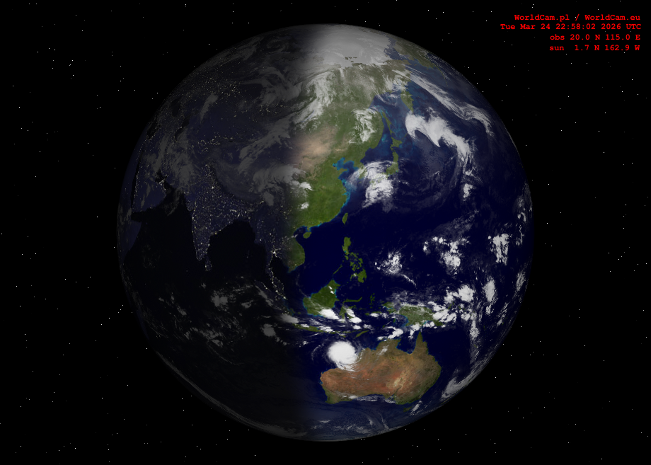 Sunlight map orthographic - Asia