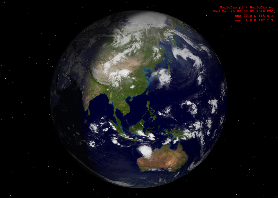 Sunlight map orthographic - Asia