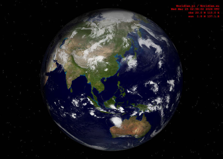 Sunlight map orthographic - Asia