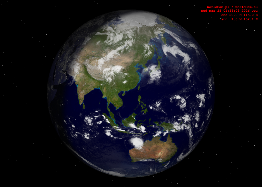 Sunlight map orthographic - Asia