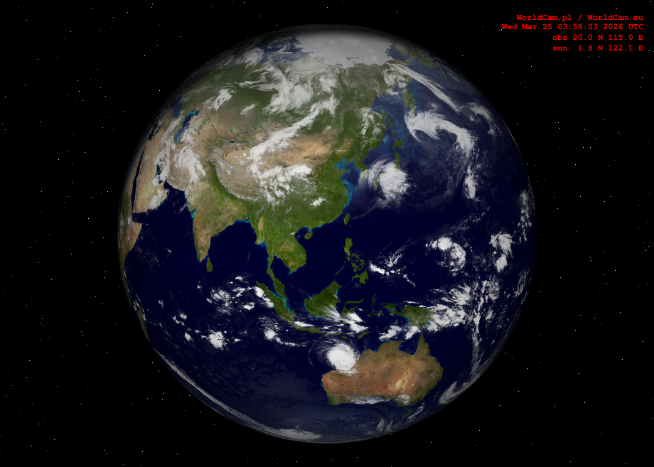 Sunlight map orthographic - Asia
