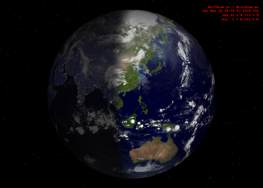 Sunlight map orthographic - Asia