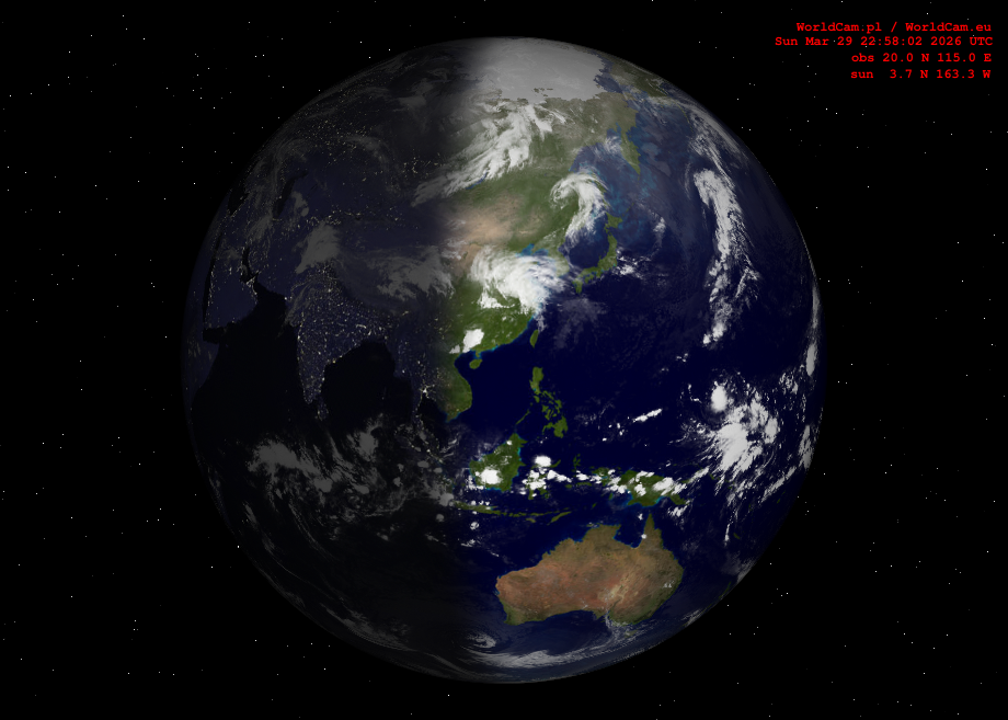 Sunlight map orthographic - Asia