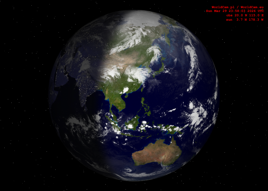 Sunlight map orthographic - Asia