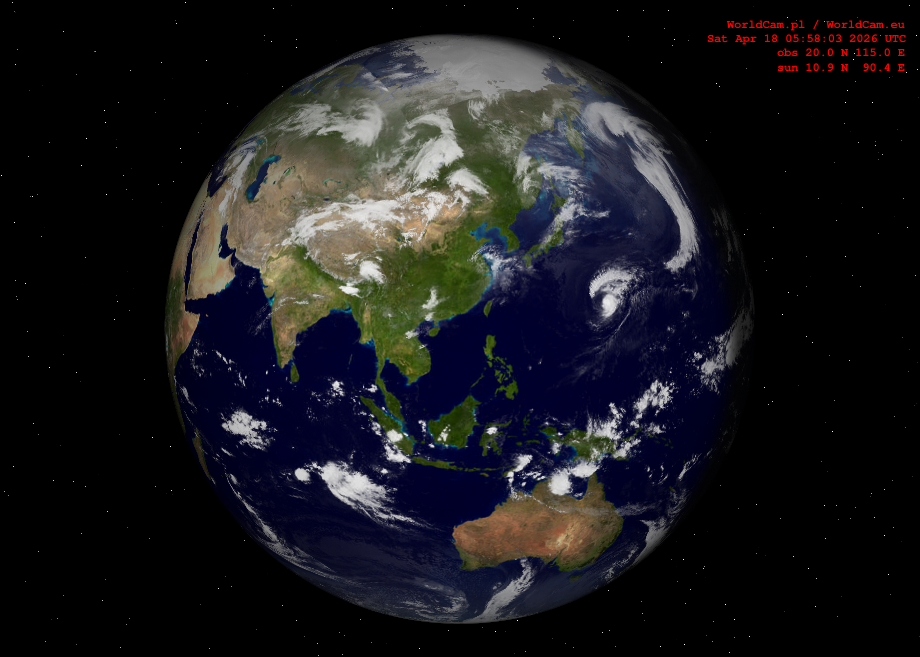 Sunlight map orthographic - Asia