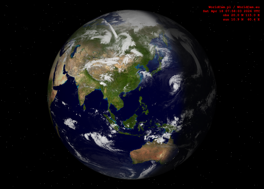 Sunlight map orthographic - Asia
