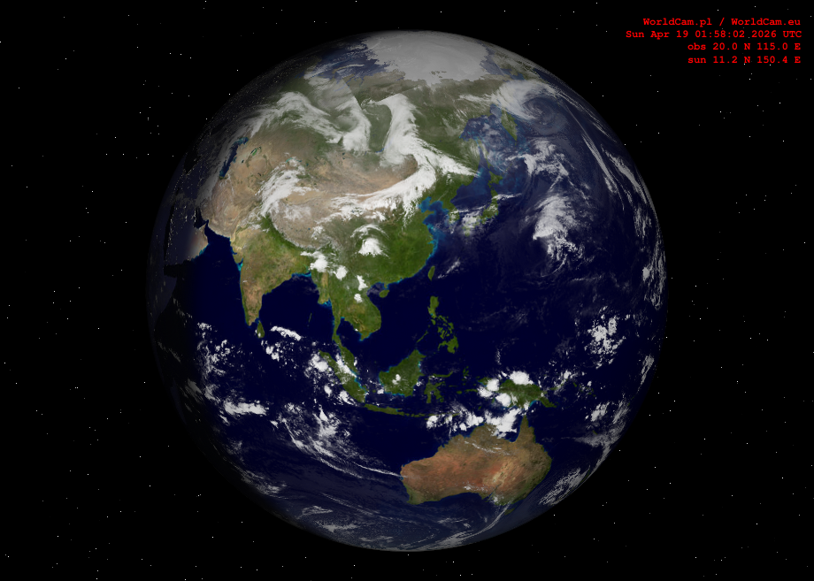 Sunlight map orthographic - Asia
