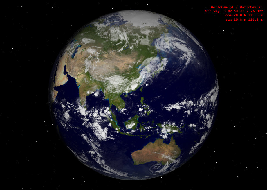 Sunlight map orthographic - Asia