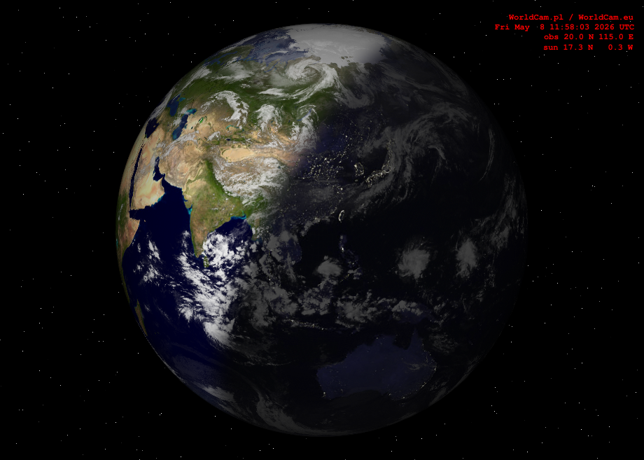 Sunlight map orthographic - Asia