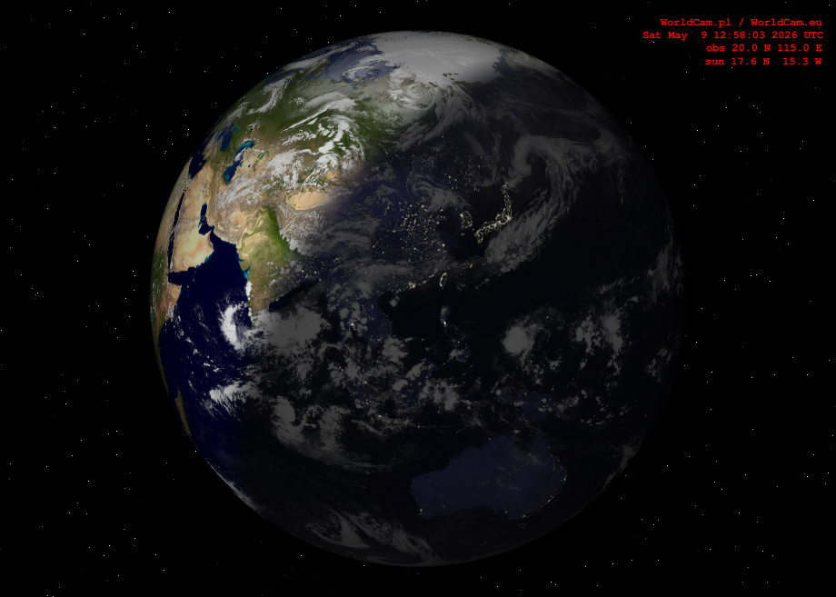 Sunlight map orthographic - Asia
