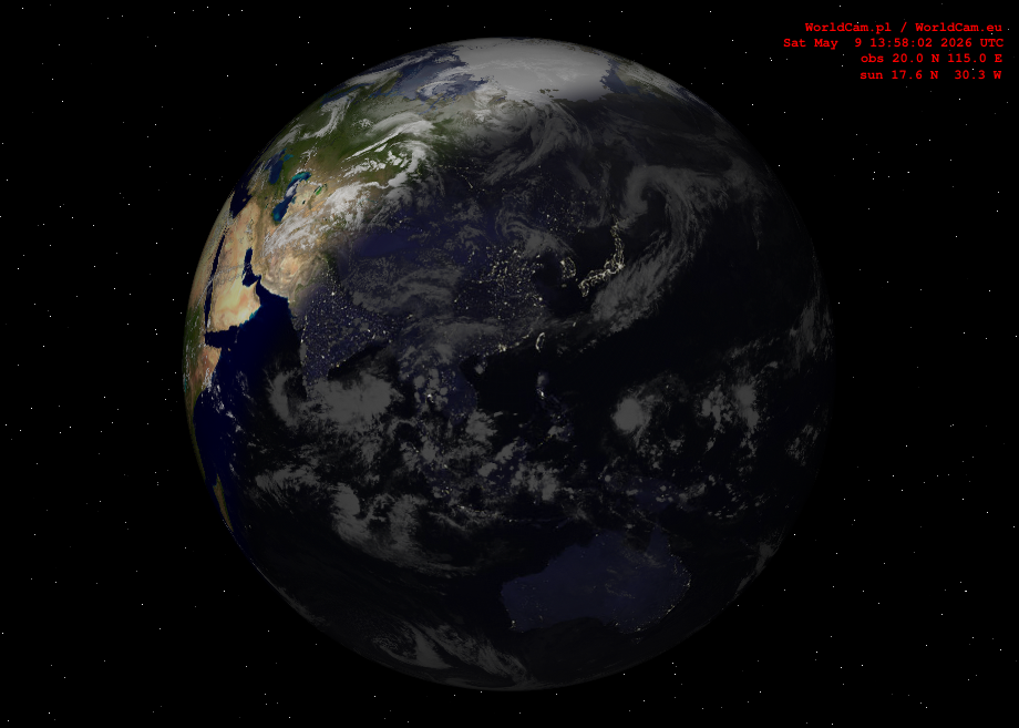 Sunlight map orthographic - Asia