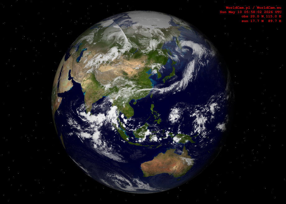 Sunlight map orthographic - Asia