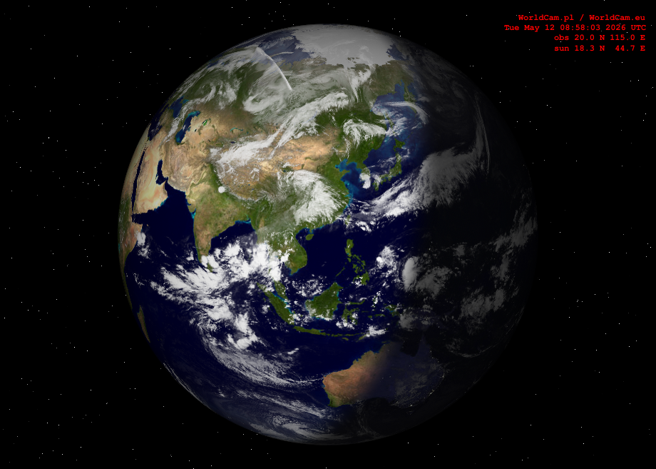 Sunlight map orthographic - Asia
