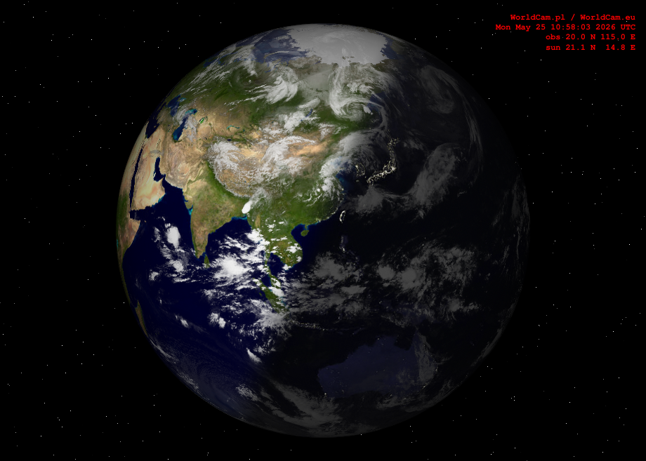 Sunlight map orthographic - Asia