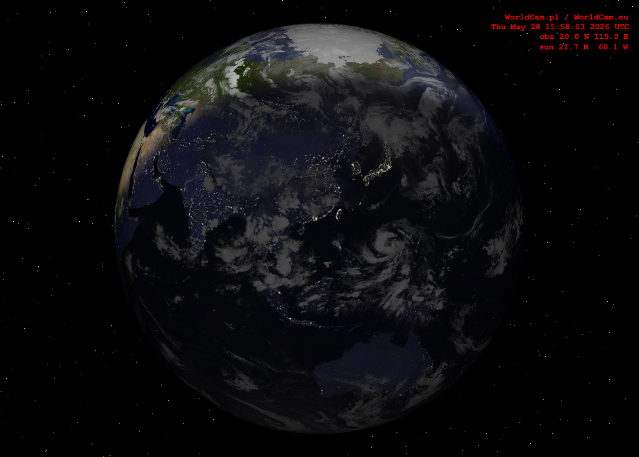 Sunlight map orthographic - Asia
