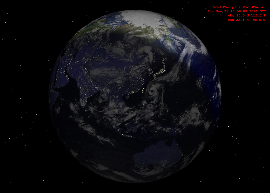 Sunlight map orthographic - Asia
