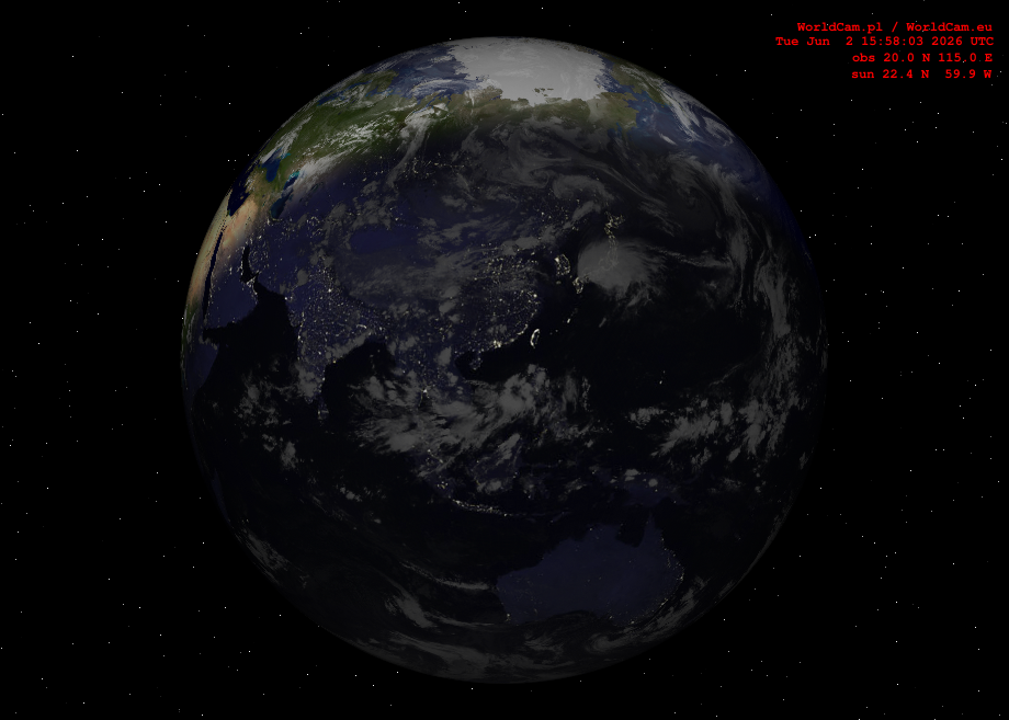 Sunlight map orthographic - Asia