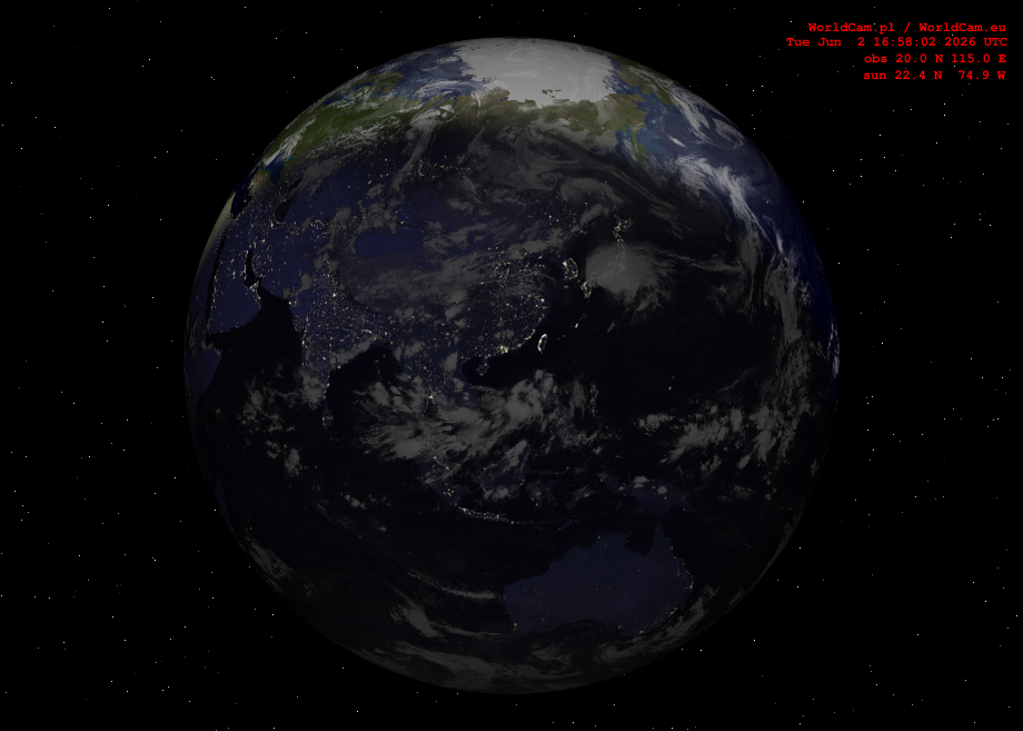 Sunlight map orthographic - Asia