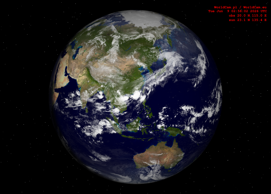 Sunlight map orthographic - Asia