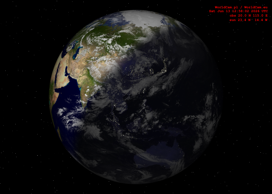Sunlight map orthographic - Asia