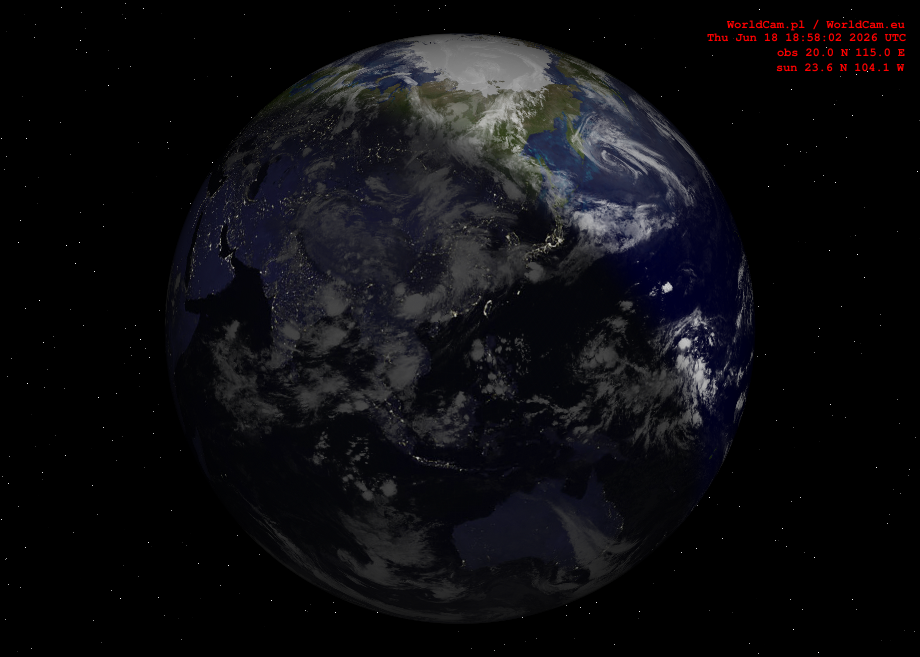 Sunlight map orthographic - Asia