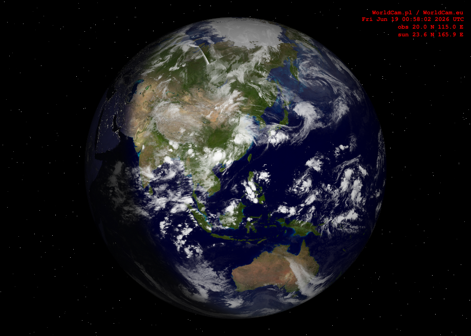 Sunlight map orthographic - Asia
