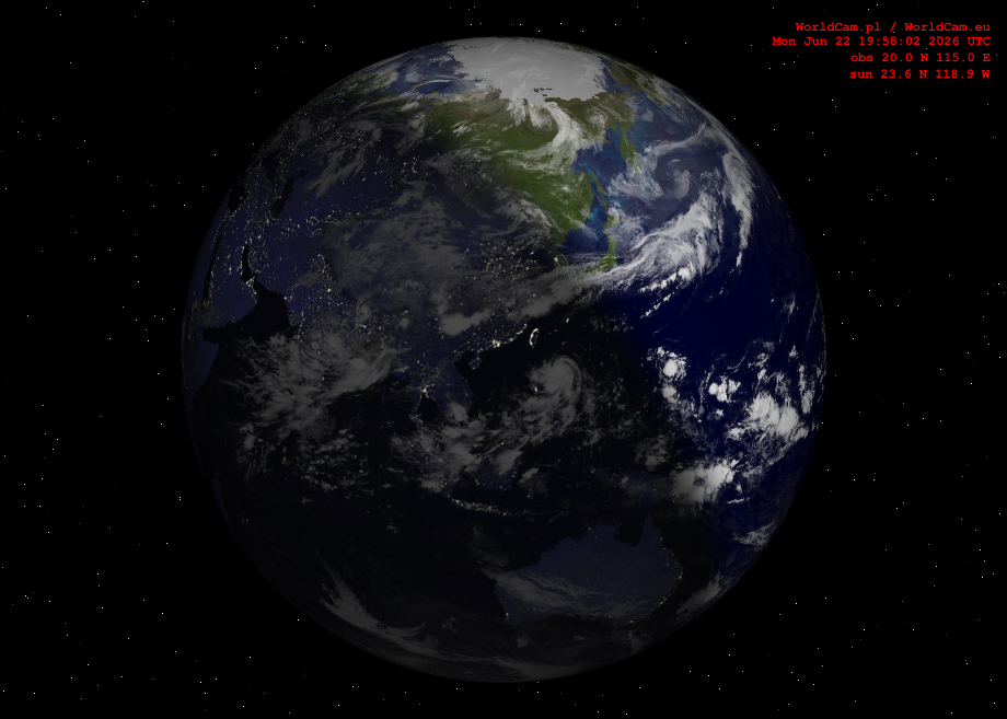 Sunlight map orthographic - Asia
