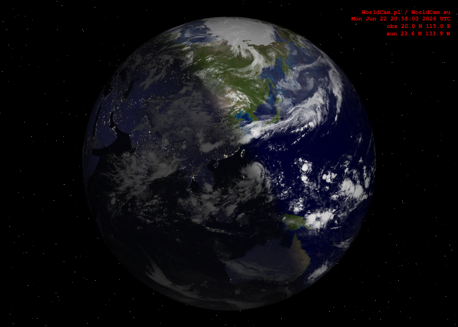 Sunlight map orthographic - Asia