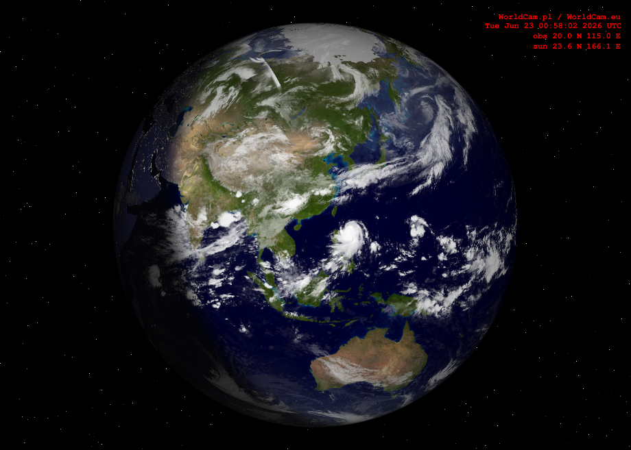 Sunlight map orthographic - Asia