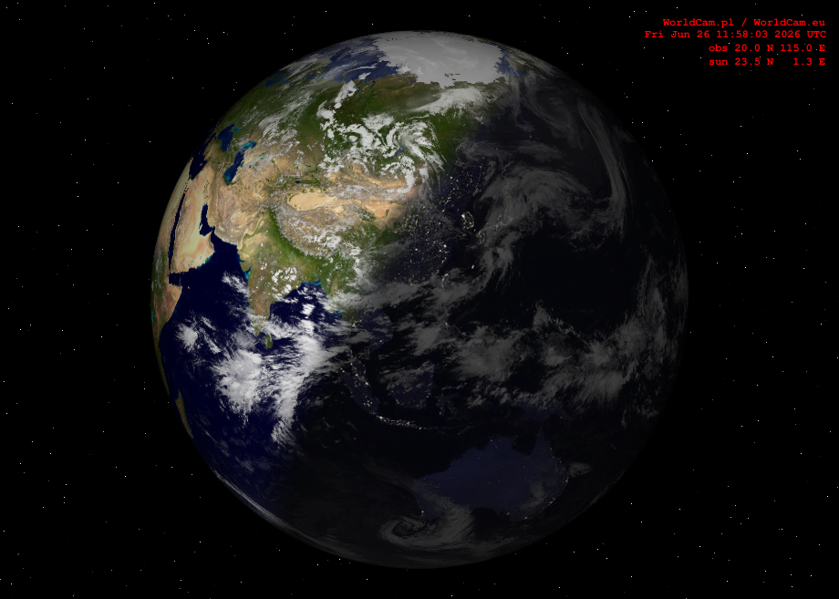 Sunlight map orthographic - Asia