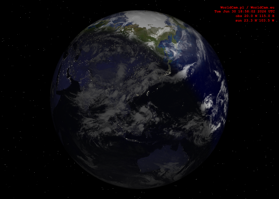 Sunlight map orthographic - Asia