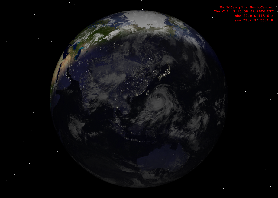 Sunlight map orthographic - Asia