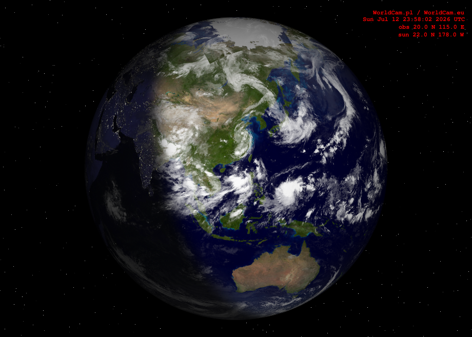 Sunlight map orthographic - Asia