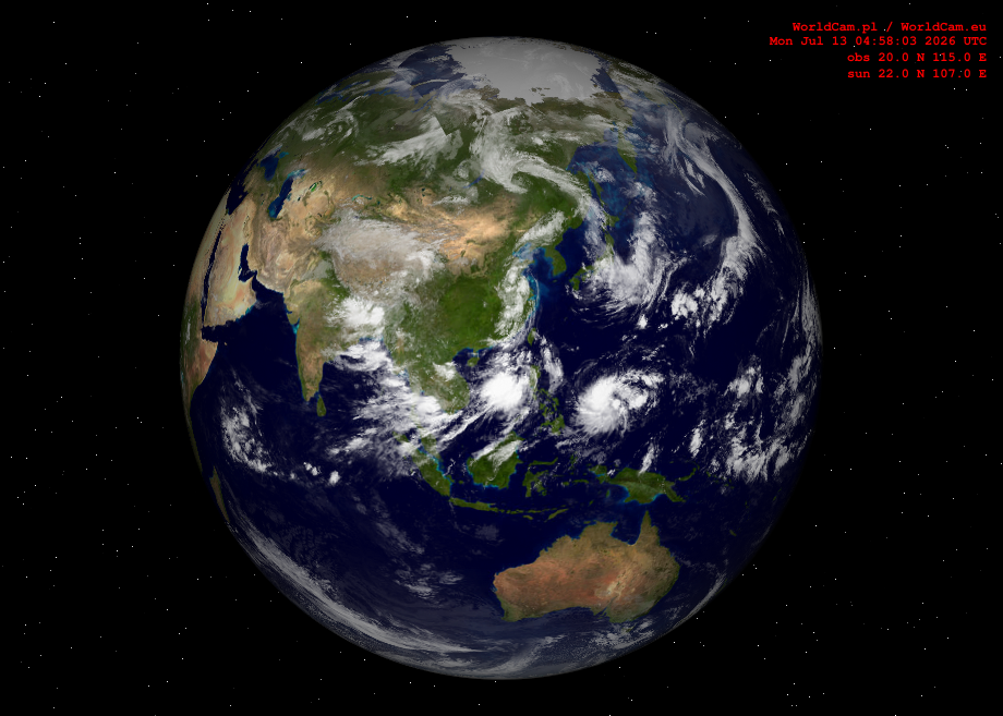 Sunlight map orthographic - Asia