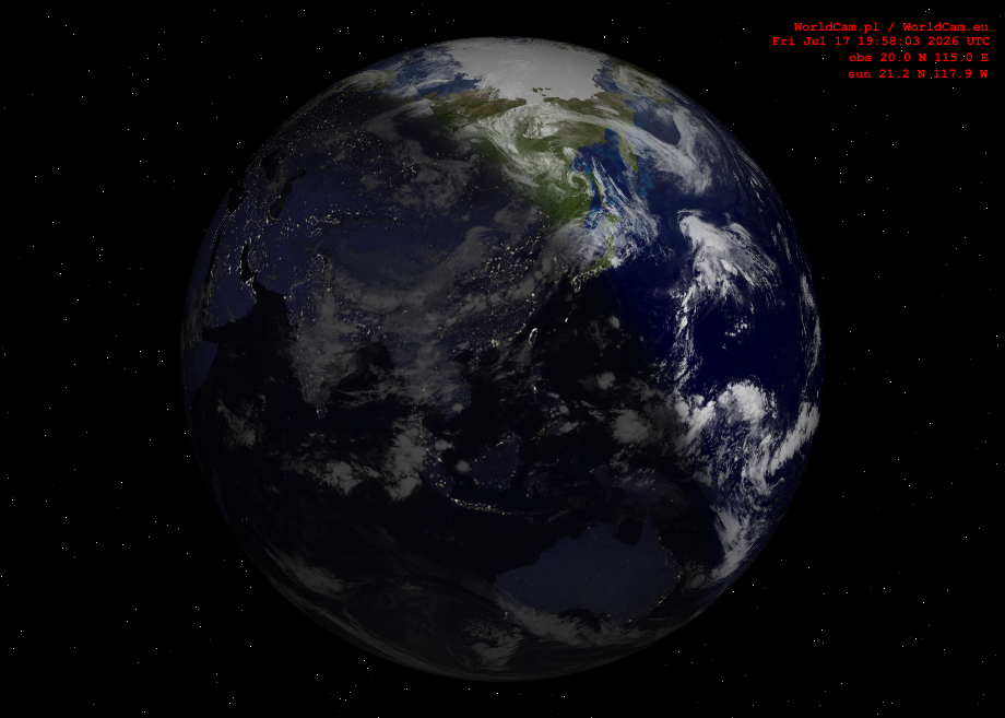 Sunlight map orthographic - Asia