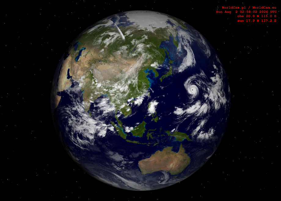 Sunlight map orthographic - Asia