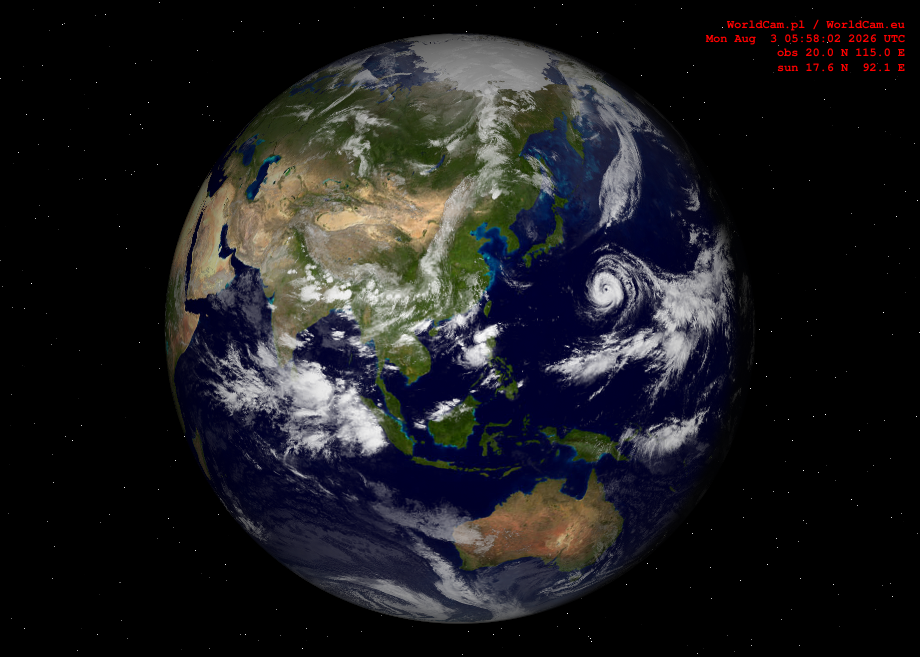 Sunlight map orthographic - Asia