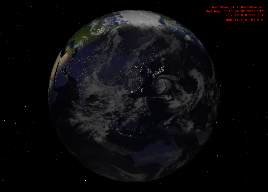 Sunlight map orthographic - Asia