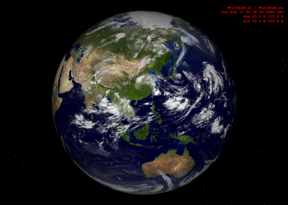 Sunlight map orthographic - Asia