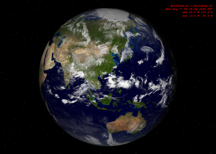 Sunlight map orthographic - Asia