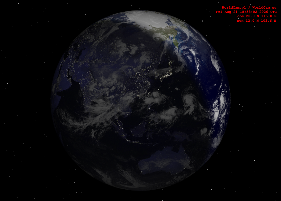 Sunlight map orthographic - Asia